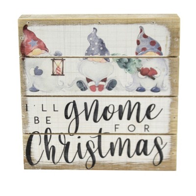 Christmas 5.75" Gnome For Christmas Block Sign Holiday Family Farmhouse Chic  -  Freestanding Signs