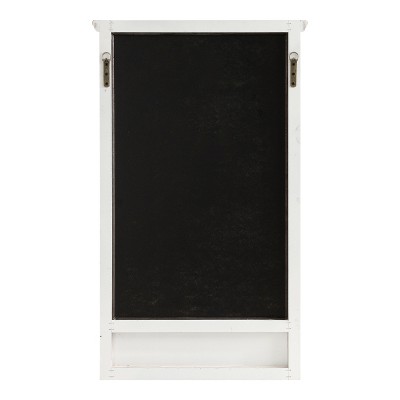 Coastal White Arched Wall Mirror with Vintage Shelf, 21x36