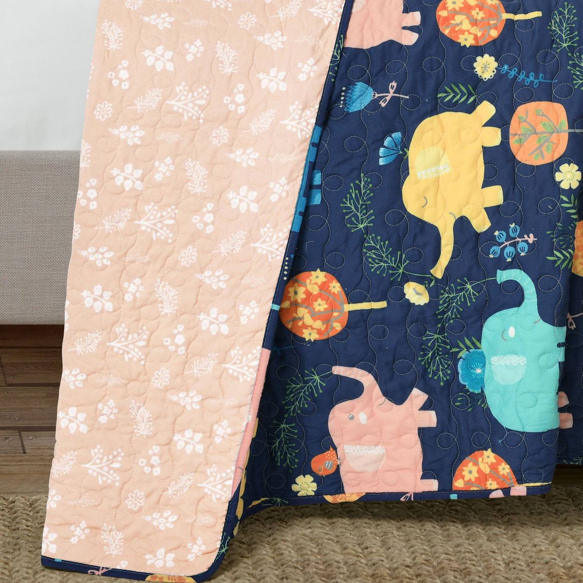 Kids' Hygge Elephant Quilt Set Navy Blue - Lush Décor - thumbnail 5