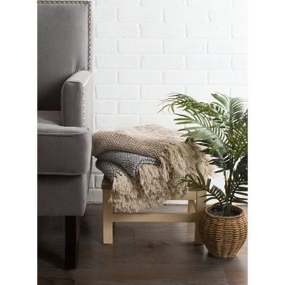 Cozy Cotton Sherpa Double Diamond 50"x60" Throw Blanket - Stone
