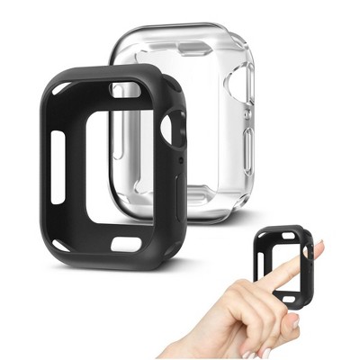 Insten 2 Pack Case Compatible with Apple Watch 44mm Series 6/SE/5/4 - Rugged Cover, Black and Clear