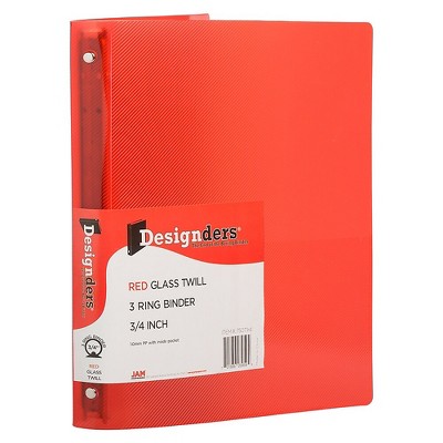 JAM Paper Plastic 0.75 Inch Binder Red 3 Ring Binder Sold Individually 750T1RE
