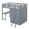 NicBex Twin Size Bunk Bed with Desk Loft Bed Wood Bed Frame with Wardrobe, Inclined Ladder and Guardrail, No Box Spring Required - 3 of 4