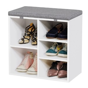 WhizMax White Shoe Bench for Storage,Shoe Rack with Sitting Bench,3-Tier Adjustable Shelf for Entryway Hallway Living ROM Bedrom Dormitory - 1 of 4
