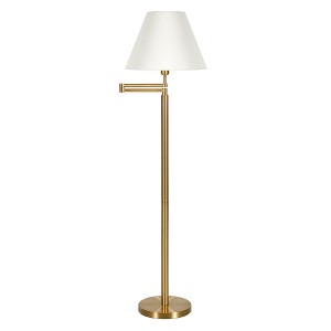 Hampton & Thyme Swing Arm Floor Lamp with Fabric Empire Shade - 1 of 4