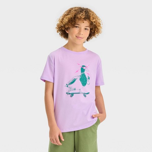 Boys' Short Sleeve Duck On A Skateboard Graphic T-shirt - Cat