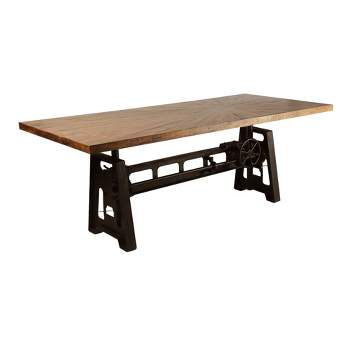 Thorpe Adjustable Height Crank Dining Table with Black Legs Brown - Treasure Trove Accents