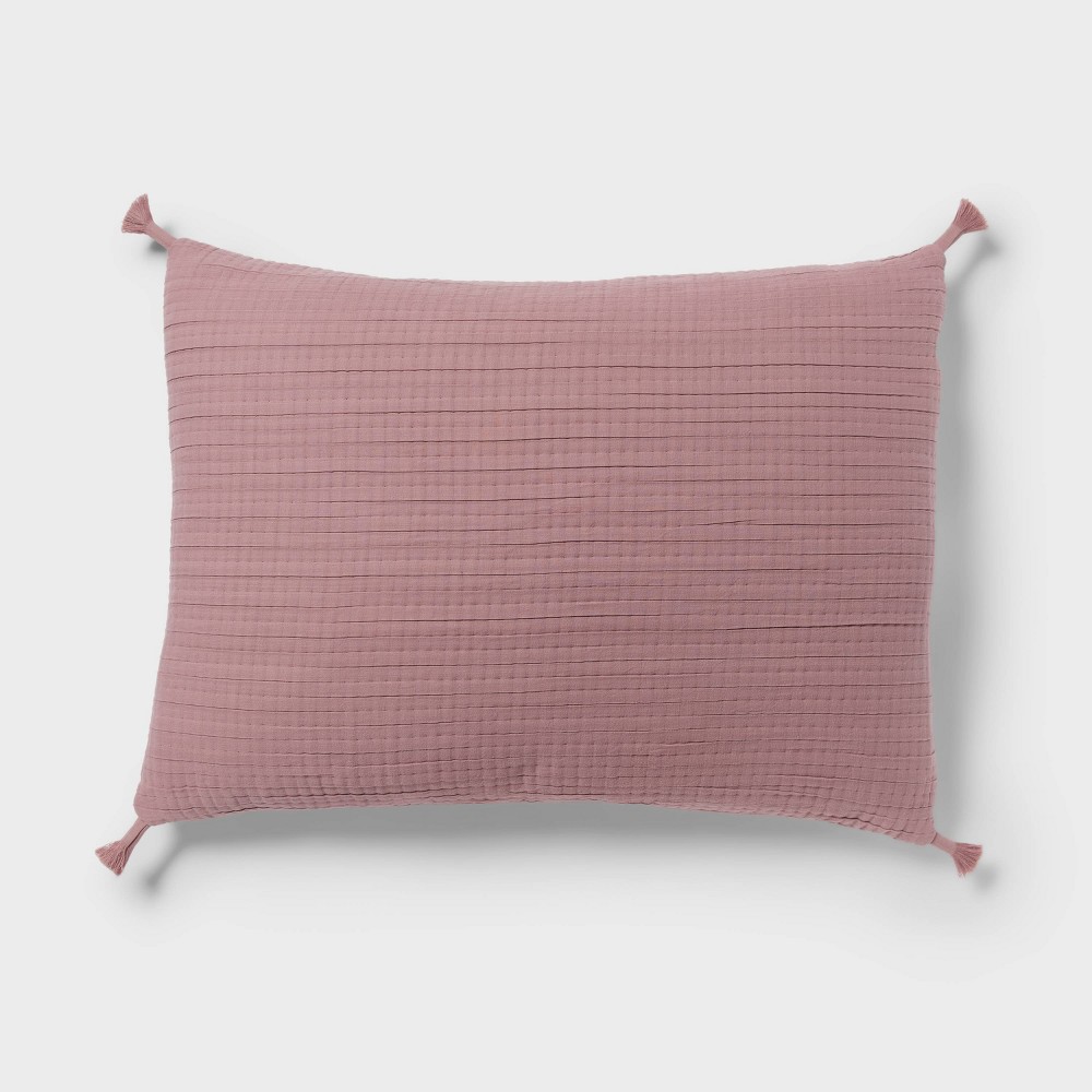 Standard Double Cloth Quilt Sham Mauve - Threshold™: Woven Jacquard, Zipper Closure, 260 Thread Count
