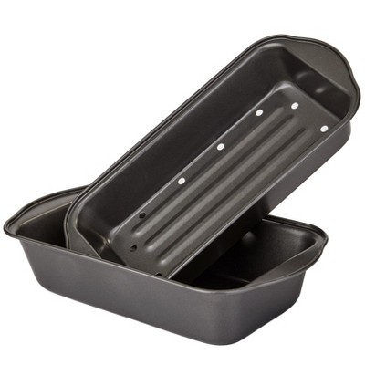 The Lakeside Collection Nonstick Meatloaf Pan with Drain Tray Reduce Fat