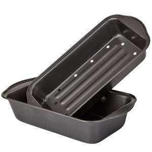 The Lakeside Collection Nonstick Meatloaf Pan with Drain Tray Reduce Fat - 1 of 3