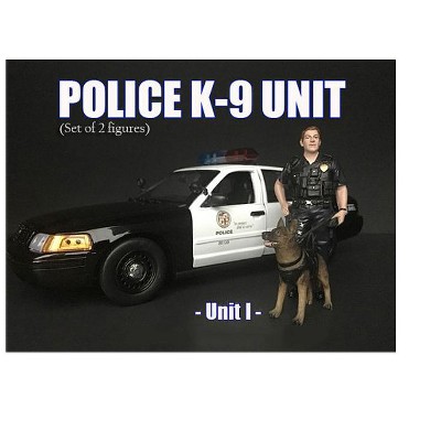 Police Officer Figure with K9 Dog Unit I for 1/18 Scale Models by American Diorama