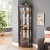 MOEPISY Corner Wine Cabinet, Elegant Glass Display Case for Living Room and Bar Storage, Cherry - 4 of 4