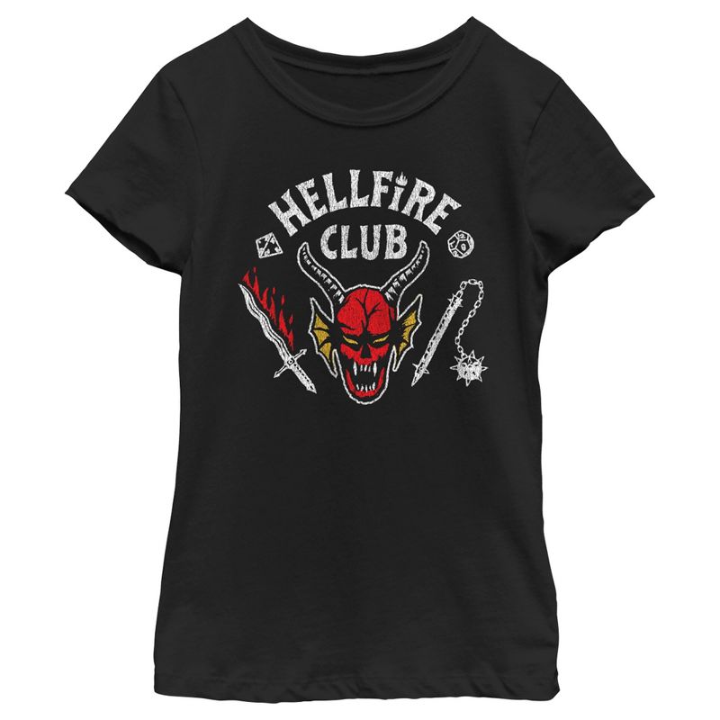 Girl's Stranger Things Hellfire Club Costume T-Shirt, 1 of 5