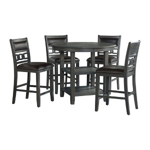 5pc Taylor Counter Height Dining Set with Shelf Base & Upholstered Chairs - Picket House Furnishings - 1 of 4