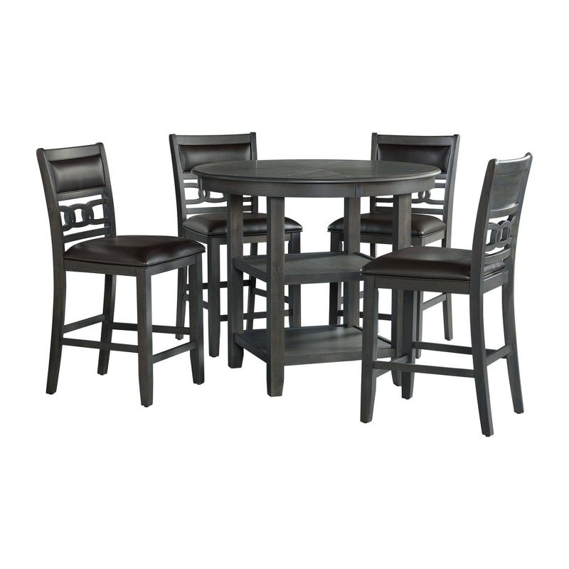 5pc Taylor Counter Height Dining Set Table and 4 Faux Leather Side Chairs Gray - Picket House Furnishings, 1 of 18