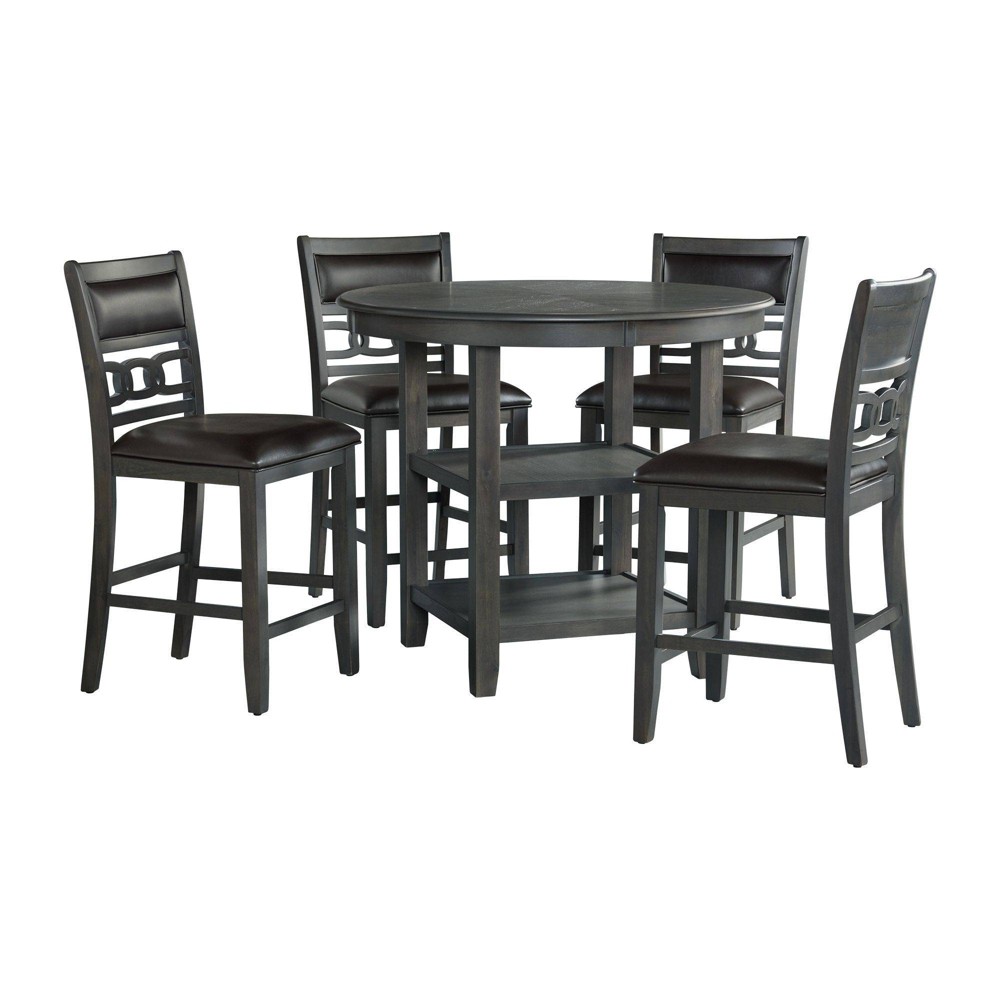 Photos - Dining Table 5pc Taylor Counter Height Dining Set with Shelf Base & Upholstered Chairs