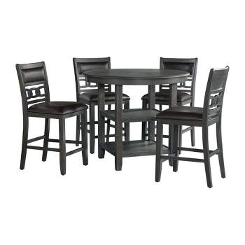 5pc Taylor Counter Height Dining Set Table and 4 Faux Leather Side Chairs Gray - Picket House Furnishings