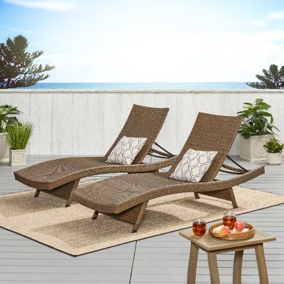 Wicker Patio Chaise Lounge with Adjustable Back, Poolside Sunbathing Chair with Foldable Legs, Waterproof Outdoor Chair -Christopher Knight Home