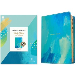 NLT Courage for Life Study Bible for Women, Filament Enabled (Leatherlike, Brushed Aqua Blue, Indexed) - by  Ann White (Leather Bound) - 1 of 1