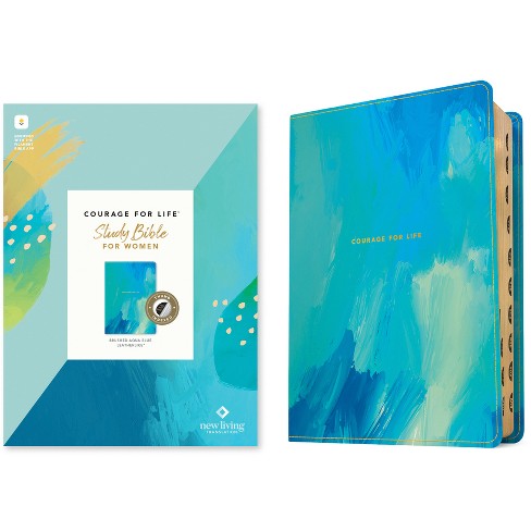 NLT Courage for Life Study Bible for Women (Leatherlike, Brushed Aqua Blue, Indexed, Filament Enabled) - by  Ann White (Leather Bound) - image 1 of 1