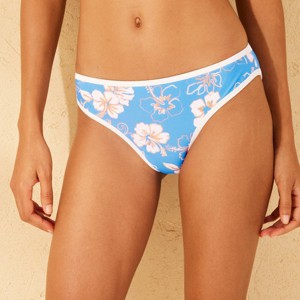 Women's Contrast Binding Medium Coverage Bikini Bottom - Wild Fable™ Blue Floral Print - 1 of 4