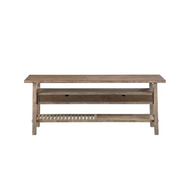 Sonoma Barnwood Wire-Brush TV Stand with Slatted Shelf and Drawers