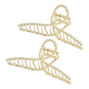 Unique Bargains Women's Metal Hair Clips Gold Tone 2 Pcs - 1 of 4