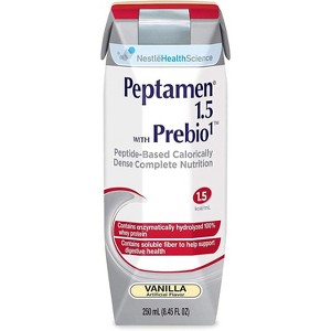 Nestle Peptamen 1.5 with Prebio Vanilla 8.45 Oz  Elemental Nutritional Drink with Prebiotics for Digestive Support and Complete Nutrition  Case of 24 - 1 of 4