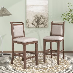 CAVINAS Modern Dining Chairs, 3-Piece Wood Counter Height Drop Leaf Dining Table Set with 2 Upholstered Dining Chairs for Small Place - 1 of 4