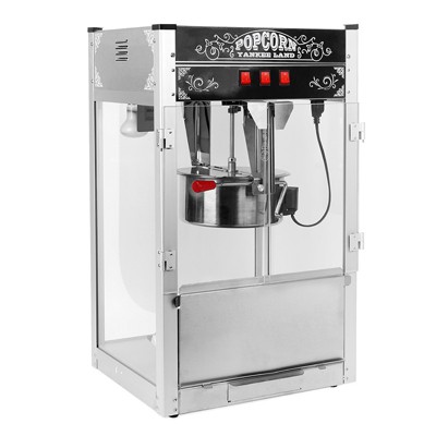 Infurnic Popcorn Poppers, with Kettle and Warming Deck, Kitchenware for Family Gatherings, Black, 18.01"*14.96"*29.92"
