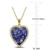 EVERLY JEWELRY | Yellow Plated Sterling Silver 6ct TGW Lapis and Created White Sapphire Heart Halo Pendant with Chain, 18 inc + 2 inc - 2 of 4