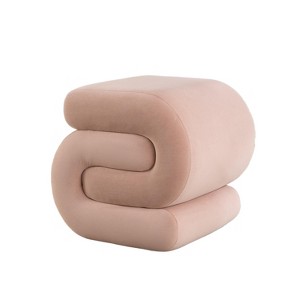 Cesicia S-shape Velvet Fabric Ottoman, Makeup Stool Footstool, 16.93" D × 19.69" W × 16.34" H - 1 of 4