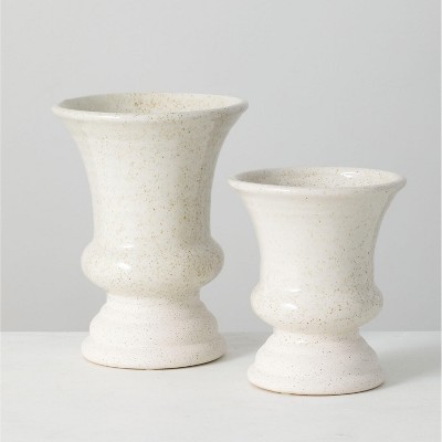 Sullivans Set of 2 Ceramic Vases 8"H & 6"H Off-White