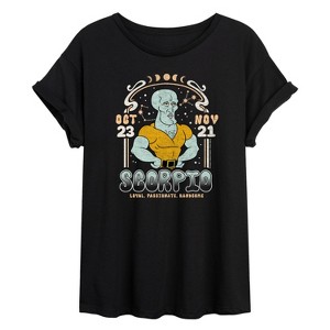 Women's - SpongeBob SquarePants - Squidward Handsome Scorpio Characteristics Oversized Graphic T-Shirt - 1 of 4