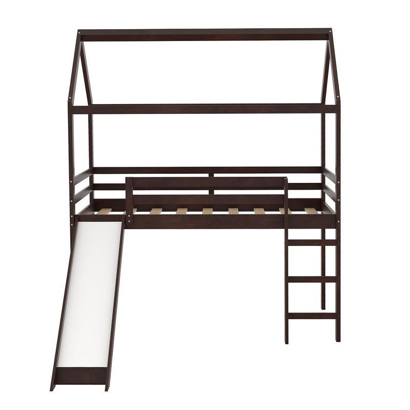 Twin Loft Bed, Twin Size Loft Bed With Slide, Solid Pine Legs And Frame, Safety Guardrail, Ladder, No Box Spring Required, 4 of 8