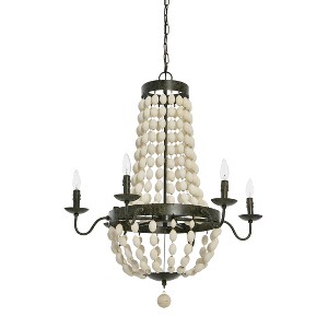 Storied Home Metal and Draped Wood Bead Chandelier - 1 of 4