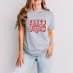 Simply Sage Market Women's Fries Before Guys Bold Short Sleeve Graphic Tee - 1 of 4