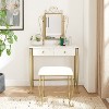 Okak 31.5" Vanity Desk with Mirror Makeup Vanity Set with Drawers and Chair Mini Space Saving Dressing Table for Bedroom - 2 of 4