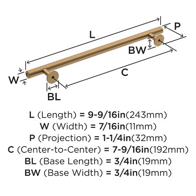 Champagne Bronze Modern Cabinet Bar Pull with Mounting Hardware
