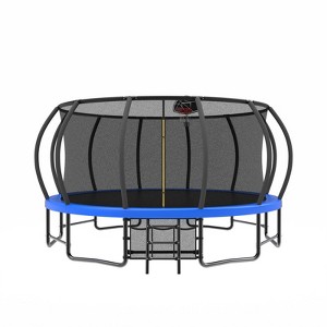 Aukfa Pumpkin Trampoline with Enclosure Net & Basketball Hoop,Outdoor Trampoline Set with Safety Net, Ladder, Balance Bar - 1 of 4