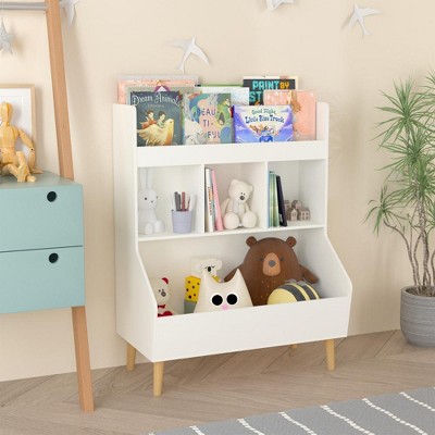 3-Tier Wooden Bookshelf for Kids, Toddler Book Rack Toy Organizer and Storage, Small Book Display Stand, Bookshelves Furniture for Classroom, Nursery
