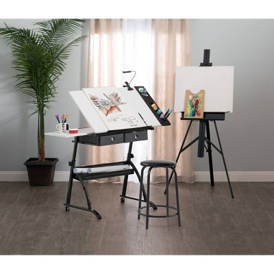 Core Craft Table with Adjustable Top and Metal Storage