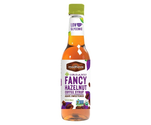 Madhava Organic Fancy Hazelnut Flavor Agave Sweetened Coffee Syrup 9.9 oz