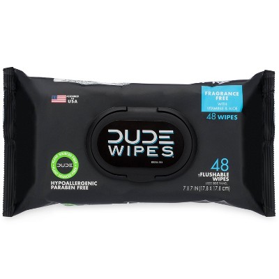 DUDE Fragrance-free Flushable Wipes – Travel Size - 48ct