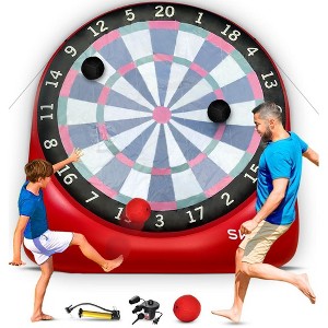 SWOOC Games - XL Giant Kick Darts (Over 8ft Tall) with 15+ Games Included - Jumbo Soccer Darts w/ Air Pump - Big Inflatable Games - Carnival Games - 1 of 4