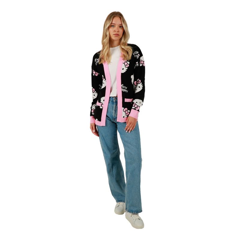 Women's Officially Licensed Hello Kitty Relaxed Fit Knit Cardigan, 1 of 7
