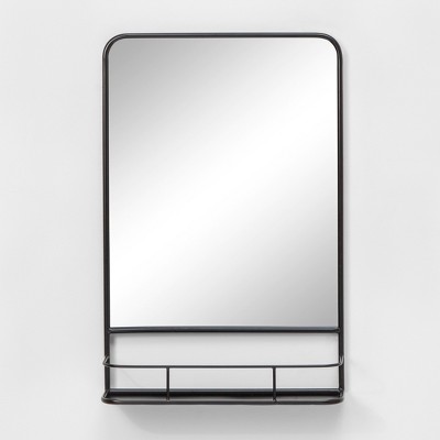 Photo 1 of 20"x30" Pharmacy Mirror with Metal Shelf Black - Threshold&#8482;