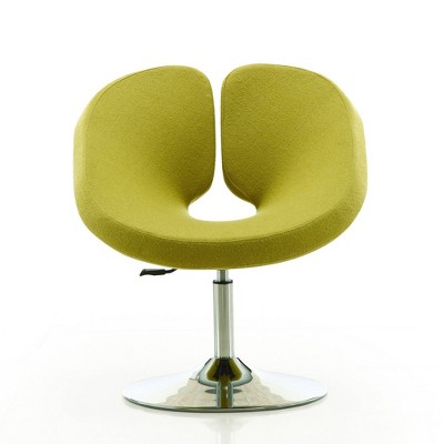Perch Green Wool Blend Swivel Chair with Polished Chrome Base