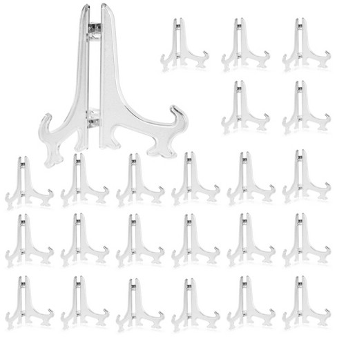12 Pack 3 Inch Clear Plastic Easels for Displaying Pictures and