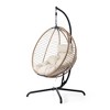 Outdoor Hanging Chair with Stand, Wicker Hanging Chair with Cushion for Patio or Balcony, Indoor Outdoor Hanging Chair with Rattan Rope Accent-Koiai - 2 of 4